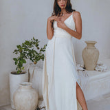 Off - White Simple Boho Wedding Dress - AYA Sacred Wear