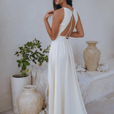 Off-White Simple Boho Wedding Dress - AYA Sacred Wear