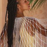 Off - White Summer Net Cover Up • See Through Poncho Cape • Long Robe for Women - AYA Sacred Wear