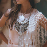 Off - White Summer Net Cover Up • See Through Poncho Cape • Long Robe for Women - AYA Sacred Wear
