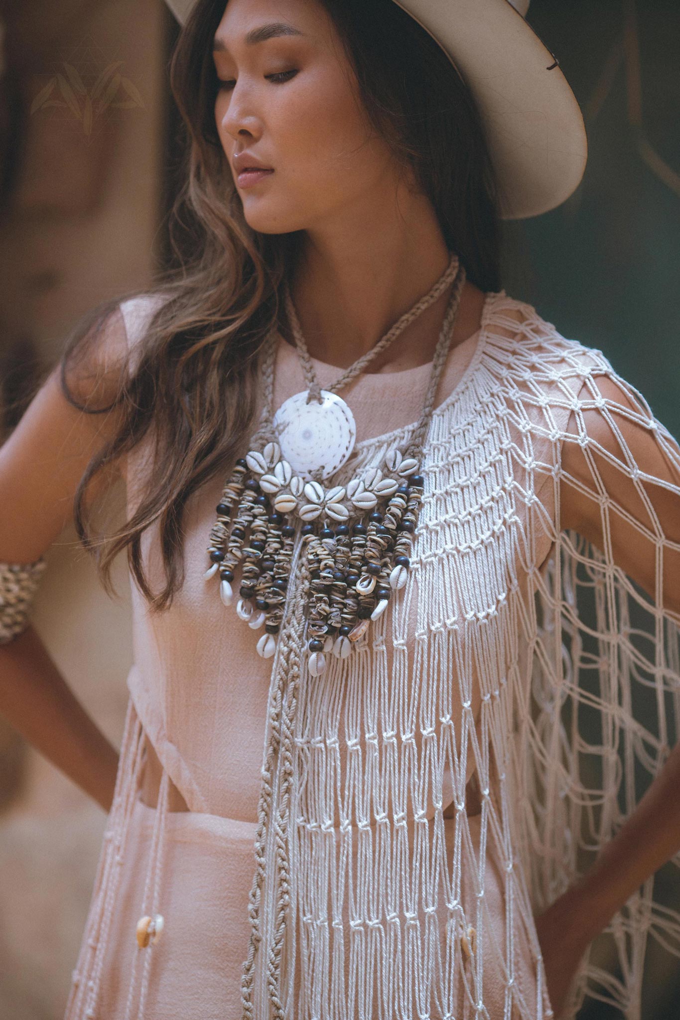 Off - White Summer Net Cover Up • See Through Poncho Cape • Long Robe for Women - AYA Sacred Wear