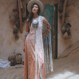 Off - White Summer Net Cover Up • See Through Poncho Cape • Long Robe for Women - AYA Sacred Wear