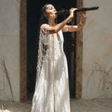 Off - White Summer Net Cover Up • See Through Poncho Cape • Long Robe for Women - AYA Sacred Wear