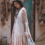 Off - White Summer Net Cover Up • See Through Poncho Cape • Long Robe for Women - AYA Sacred Wear