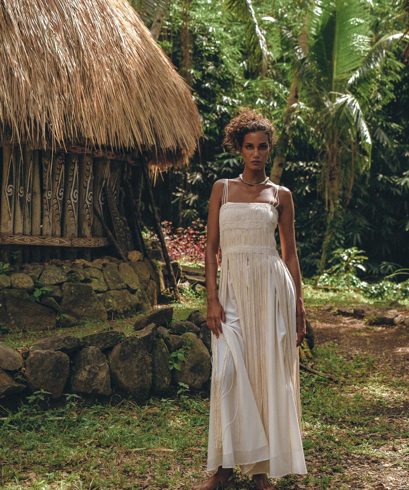 Off - White Tribal Goddess Slip Over • Ethnic Handwoven Macrame Layer Up Sheer Net - AYA Sacred Wear