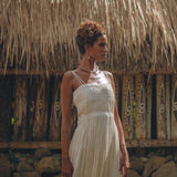 Off - White Tribal Goddess Slip Over • Ethnic Handwoven Macrame Layer Up Sheer Net - AYA Sacred Wear