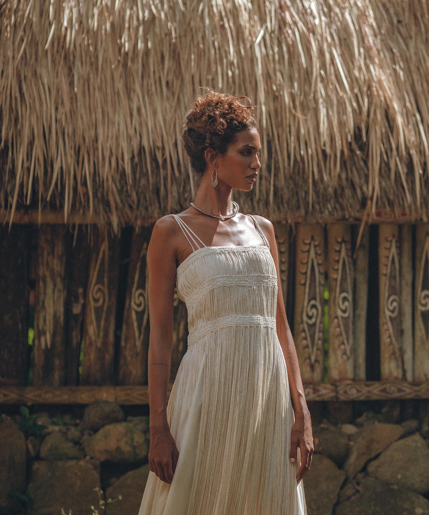 Off - White Tribal Goddess Slip Over • Ethnic Handwoven Macrame Layer Up Sheer Net - AYA Sacred Wear