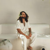 Off - White Tribal Kimono Robe for Men - AYA Sacred Wear