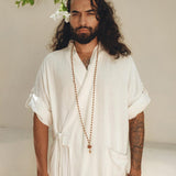 Off - White Tribal Kimono Robe for Men - AYA Sacred Wear