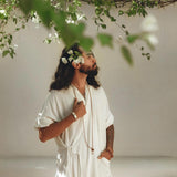 Off - White Tribal Kimono Robe for Men - AYA Sacred Wear
