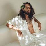 Off - White Tribal Kimono Robe for Men - AYA Sacred Wear