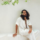 Off - White Tribal Kimono Robe for Men - AYA Sacred Wear