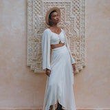 Boho Top Corset and Skirt for Women, Off-White Tank Top and Maxi Skirt - AYA Sacred Wear