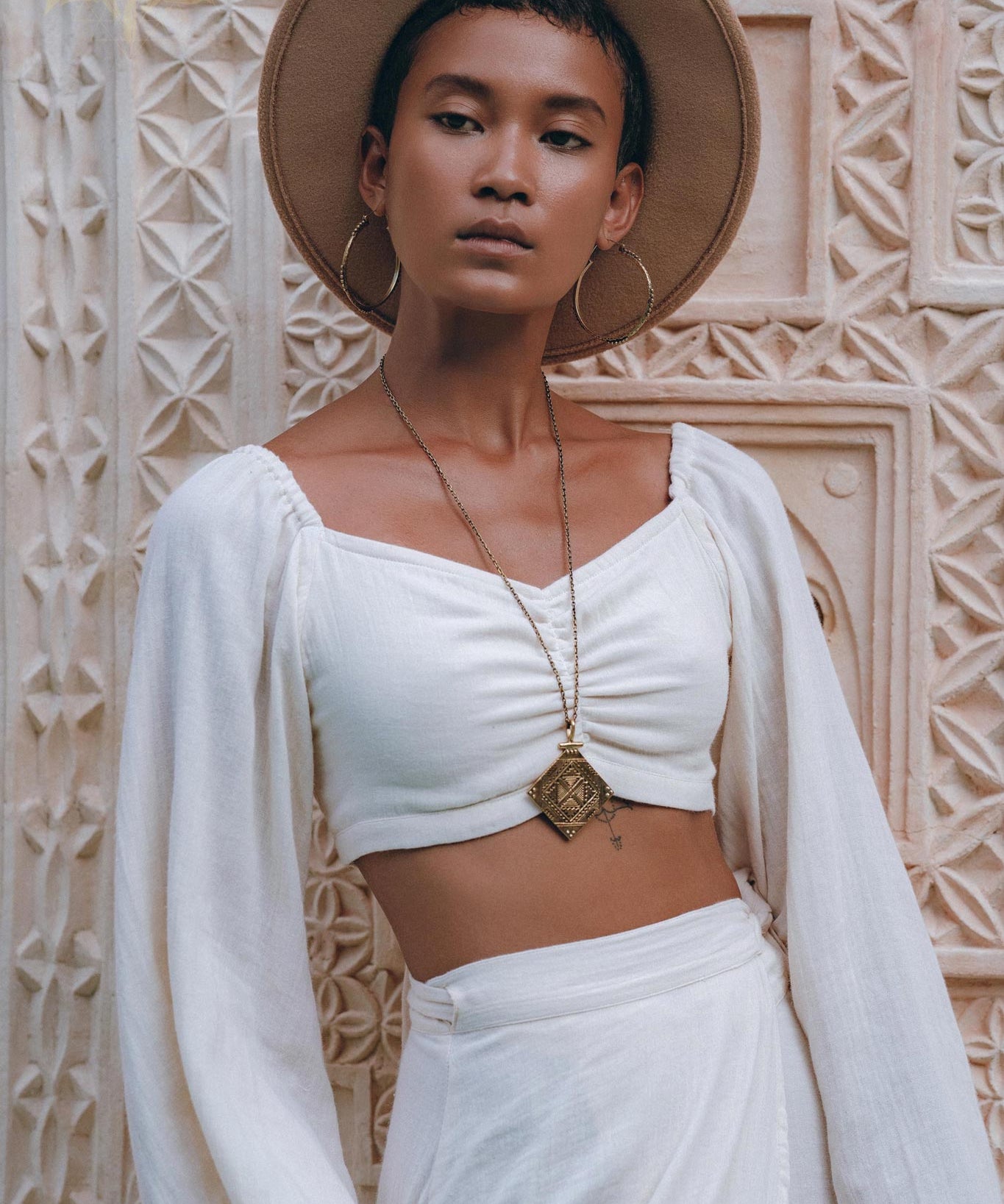 Boho Top Corset and Skirt for Women, Off-White Tank Top and Maxi Skirt - AYA Sacred Wear