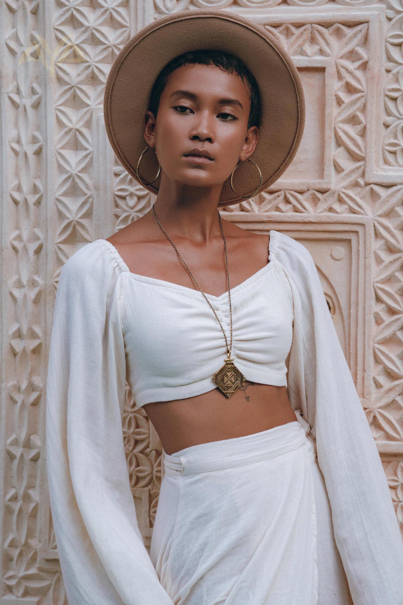 Boho Top Corset and Skirt for Women, Off-White Tank Top and Maxi Skirt - AYA Sacred Wear