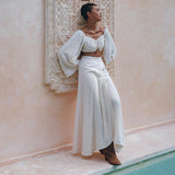 Boho Top Corset and Skirt for Women, Off-White Tank Top and Maxi Skirt - AYA Sacred Wear