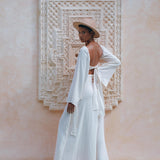 Boho Top Corset and Skirt for Women, Off-White Tank Top and Maxi Skirt - AYA Sacred Wear