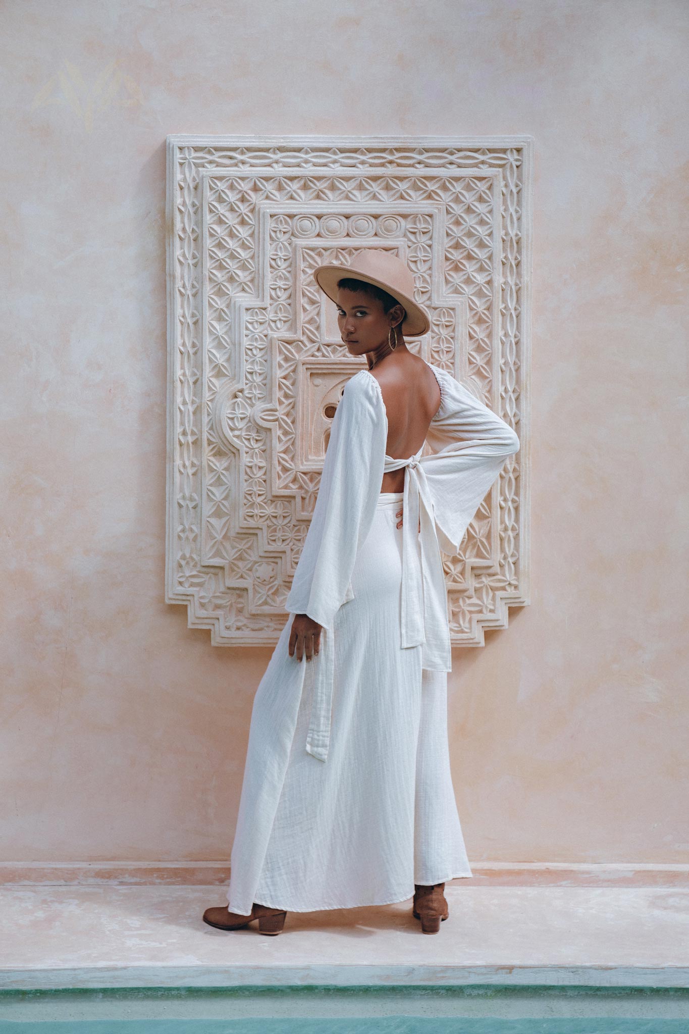 Boho Top Corset and Skirt for Women, Off-White Tank Top and Maxi Skirt - AYA Sacred Wear