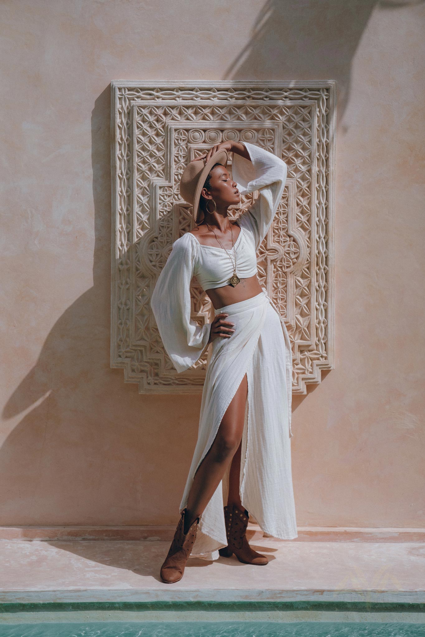 Boho Top Corset and Skirt for Women, Off-White Tank Top and Maxi Skirt - AYA Sacred Wear