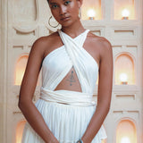 Off-White Bohemian Adjustable Dress, Evening Open Back Belly Dress - AYA Sacred Wear