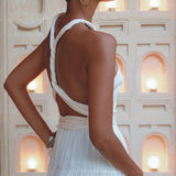 Off-White Bohemian Adjustable Dress, Evening Open Back Belly Dress - AYA Sacred Wear