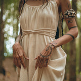 Off-White Organic Cotton Bohemian Dress, Simple Wedding Dress - AYA Sacred Wear