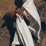 Off-White Organic Cotton Bohemian Dress, Simple Wedding Dress - AYA Sacred Wear