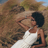 Off-White Organic Cotton Bohemian Dress, Simple Wedding Dress - AYA Sacred Wear