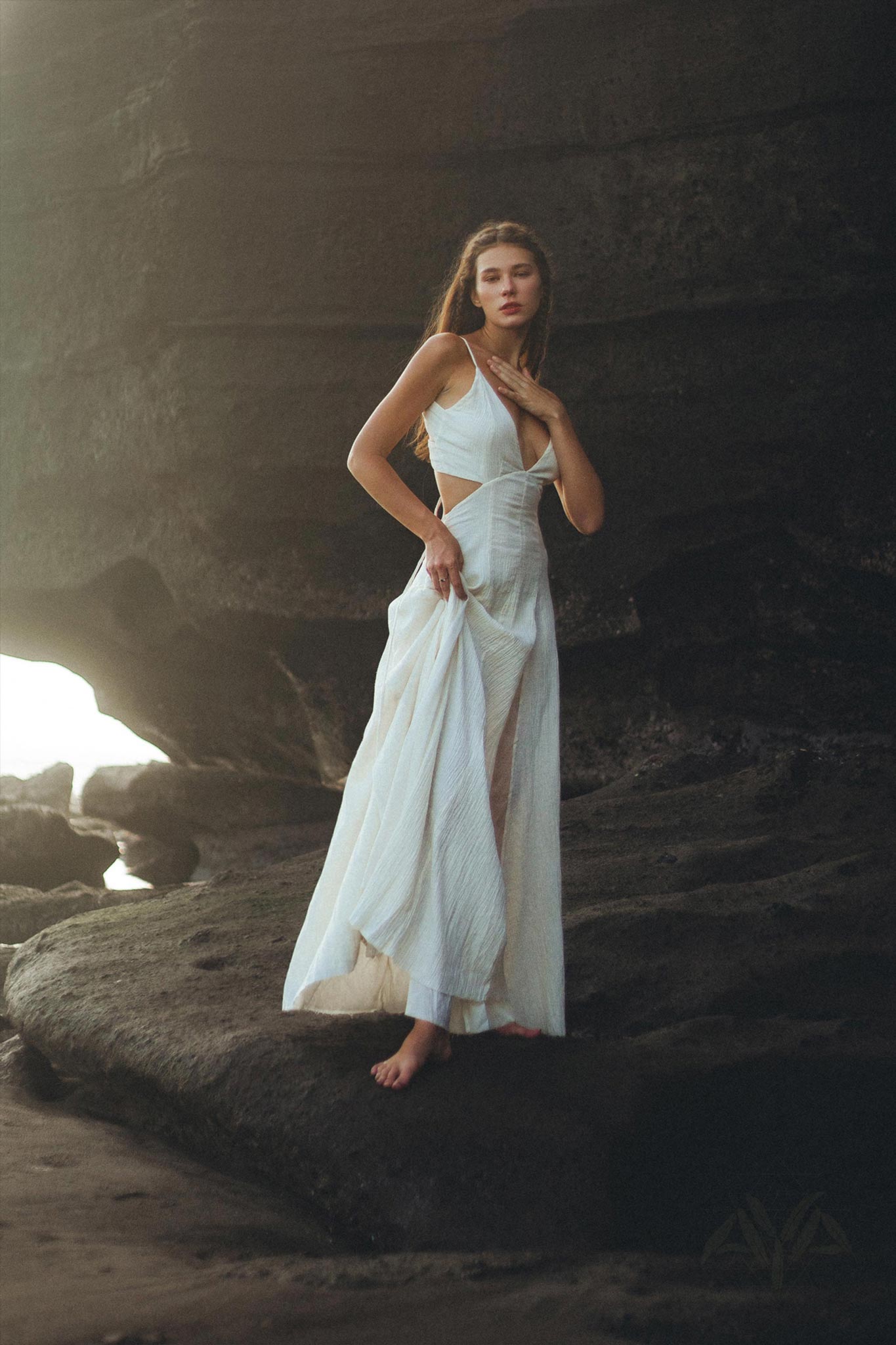 Achieve a Timeless Look with the Off-White Light Cotton and Silk Formal Bridal Dress by Aya Sacred Wear