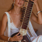 Make a divine impression with the Off-White Greek Goddess Cape Dress from Aya Sacred Wear.