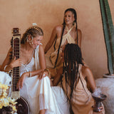 Look gorgeous in the Off-White Greek Goddess Cape Dress from Aya Sacred Wear.