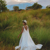 Show off your divine style in the Off-White Greek Goddess Cape Dress from Aya Sacred Wear.