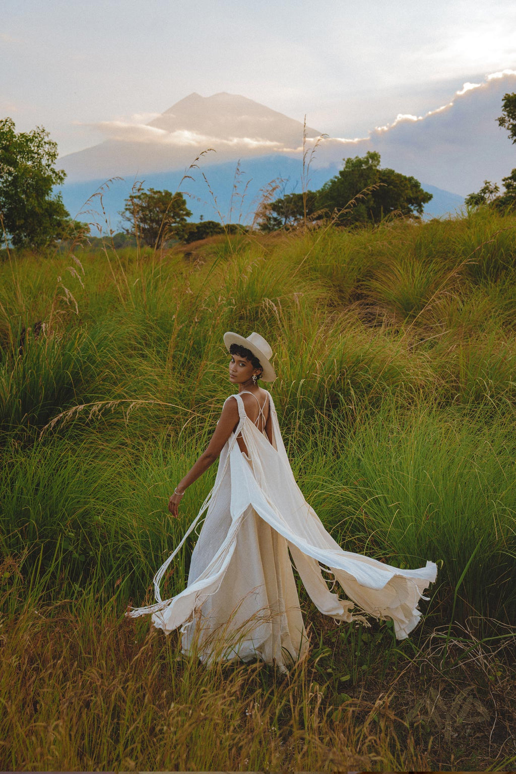 Look angelic in the Off-White Greek Goddess Cape Dress from Aya Sacred Wear.