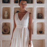 Boho Mini Bridesmaid Dress, A Line Dress, White Mini Adjustable Dress - AYA Sacred Wear