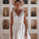 Boho Mini Bridesmaid Dress, A Line Dress, White Mini Adjustable Dress - AYA Sacred Wear