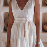 Boho Mini Bridesmaid Dress, A Line Dress, White Mini Adjustable Dress - AYA Sacred Wear