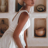 Boho Mini Bridesmaid Dress, A Line Dress, White Mini Adjustable Dress - AYA Sacred Wear