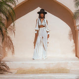 Get the stylish boho look with Aya Sacred Wear's Off-White Boho Set Top & Pants. 