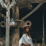 Off-White Boho Beach Wedding Dress, Bohemian Homespun Cotton Dress - AYA Sacred Wear