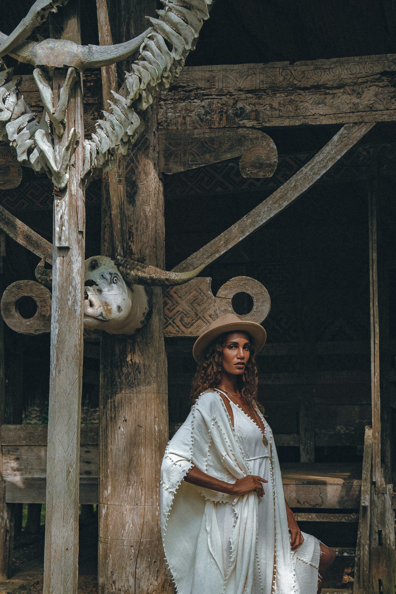 Off-White Boho Beach Wedding Dress, Bohemian Homespun Cotton Dress - AYA Sacred Wear