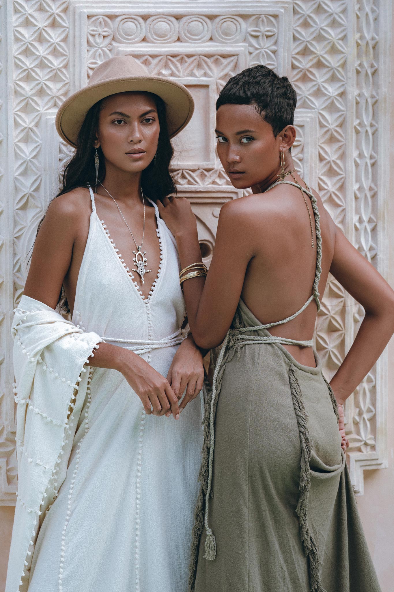 Off-White Boho Beach Wedding Dress, Bohemian Homespun Cotton Dress - AYA Sacred Wear