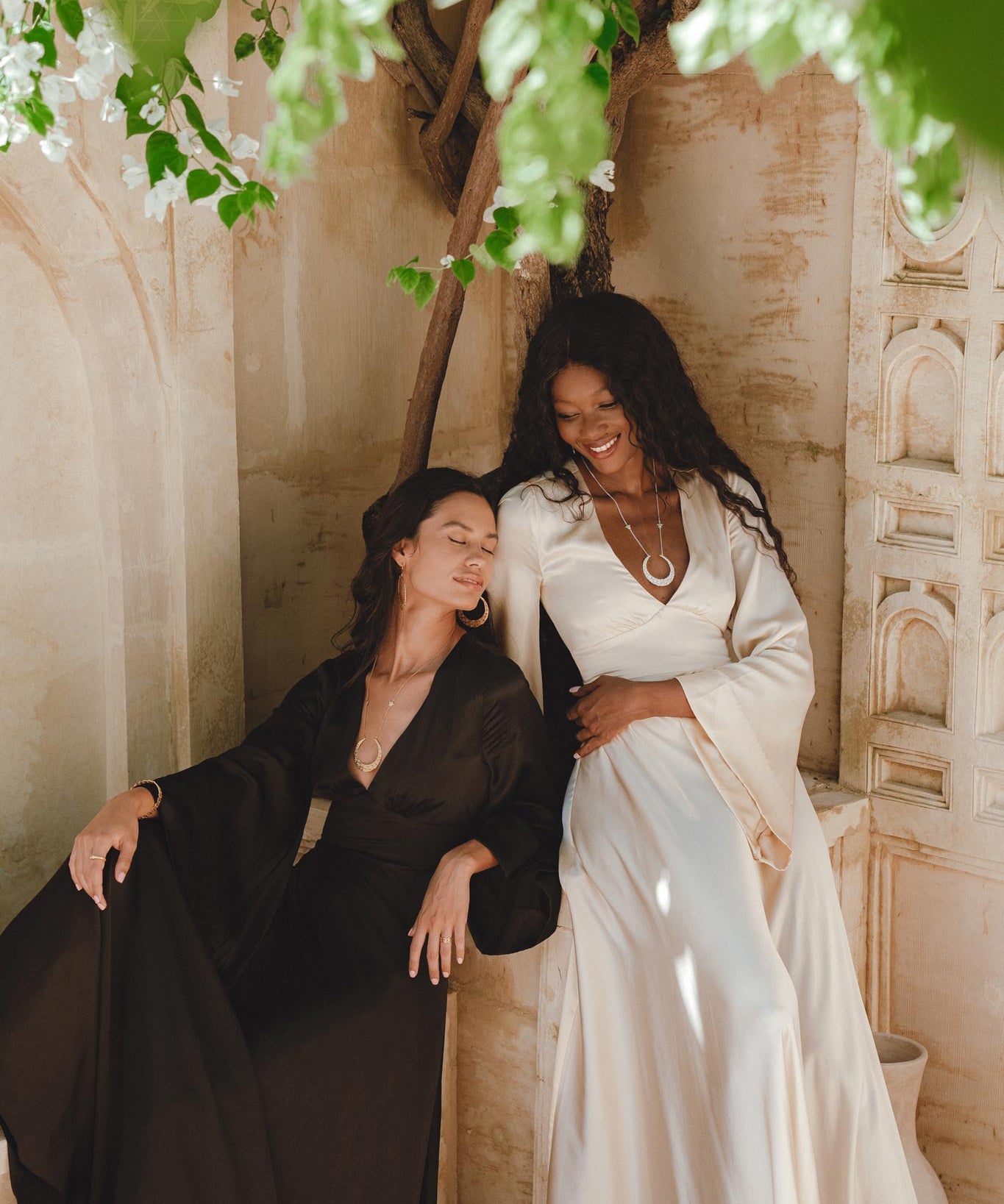 Be the epitome of elegance in this off-white peace silk dress, boasting romantic bell sleeves and a captivating open back, adding a touch of magic to your formal ensemble.