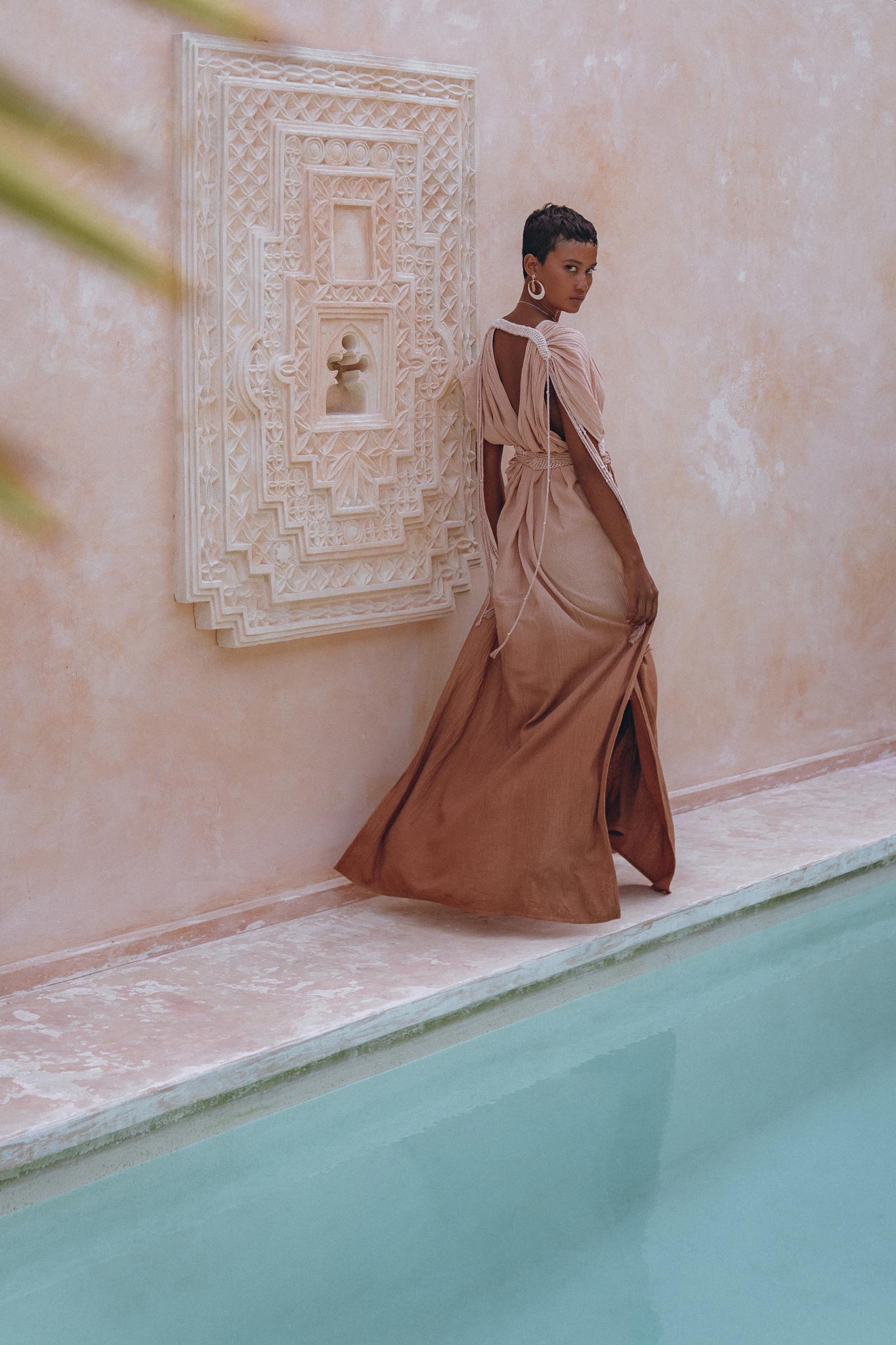 Boho Wedding Dress, Handmade Dress, Botanically Dyed Dusty Pink Dress - AYA Sacred Wear