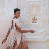 Boho Wedding Dress, Handmade Dress, Botanically Dyed Dusty Pink Dress - AYA Sacred Wear