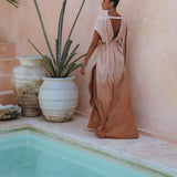 Boho Wedding Dress, Handmade Dress, Botanically Dyed Dusty Pink Dress - AYA Sacred Wear