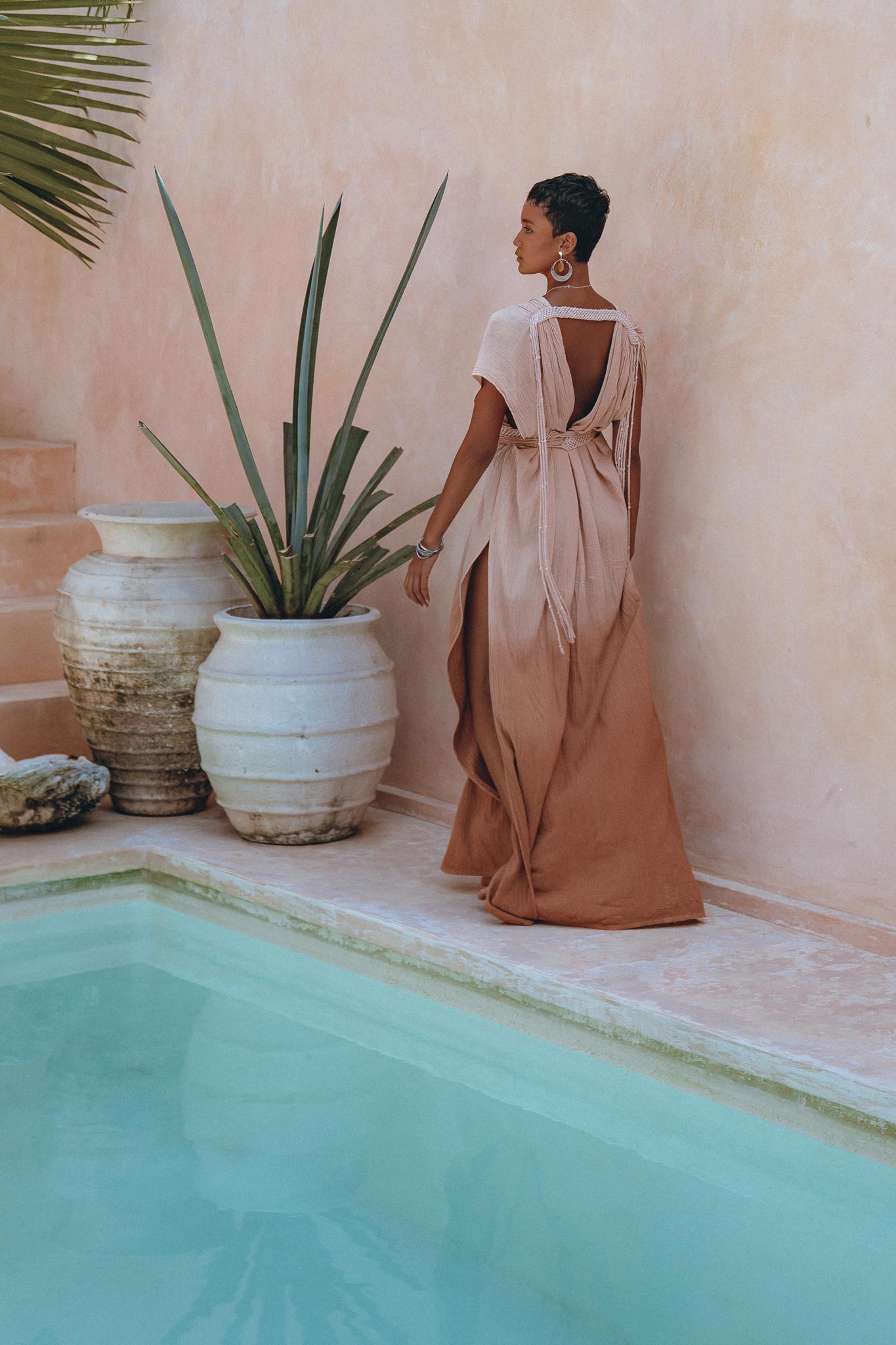 Boho Wedding Dress, Handmade Dress, Botanically Dyed Dusty Pink Dress - AYA Sacred Wear