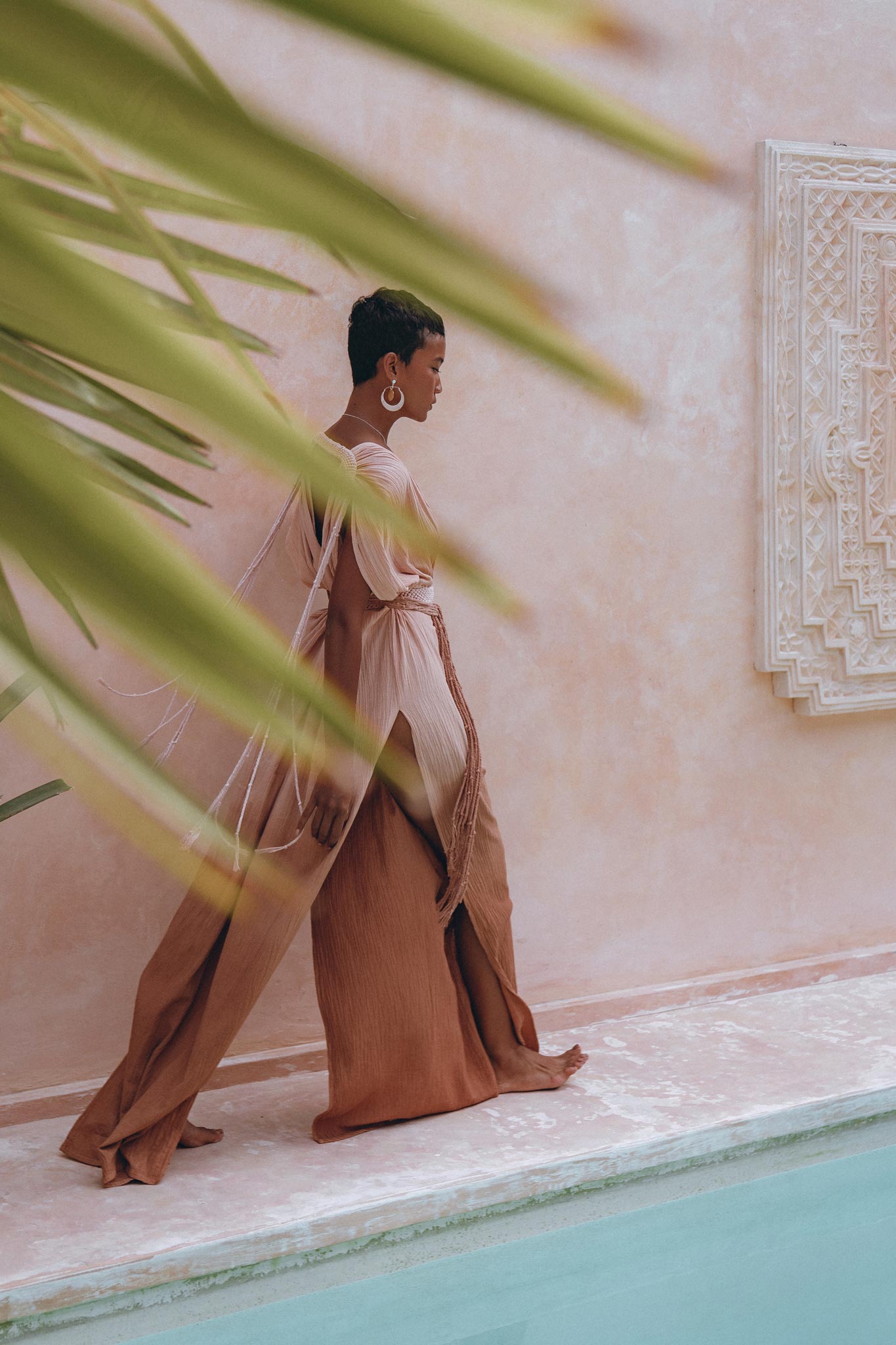 Boho Wedding Dress, Handmade Dress, Botanically Dyed Dusty Pink Dress - AYA Sacred Wear