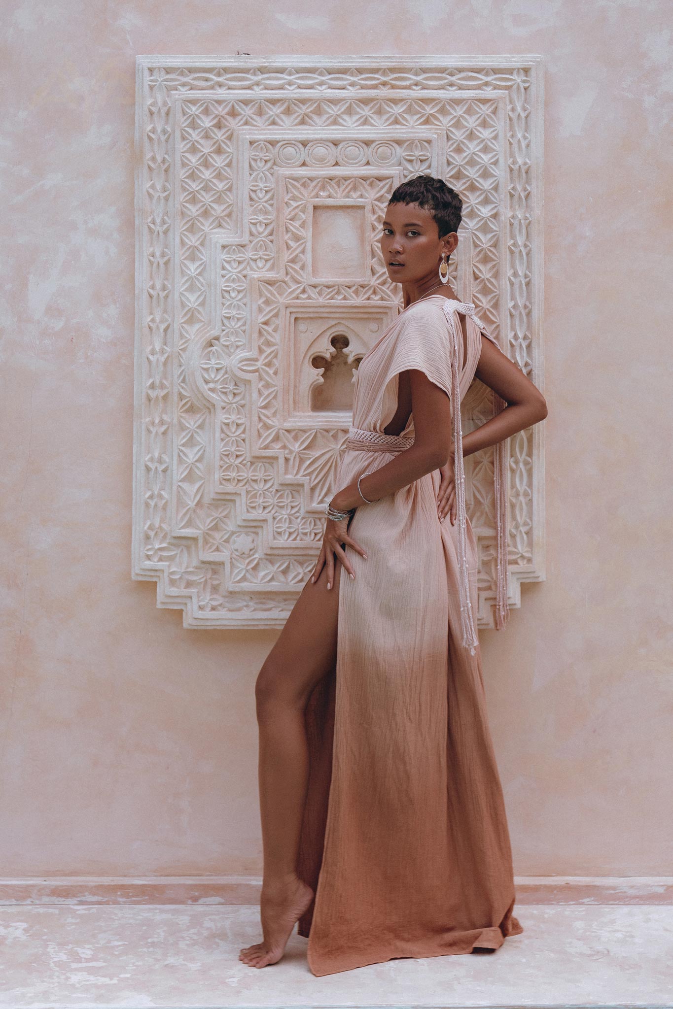 Boho Wedding Dress, Handmade Dress, Botanically Dyed Dusty Pink Dress - AYA Sacred Wear