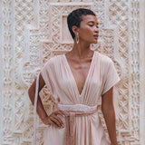 Boho Wedding Dress, Handmade Dress, Botanically Dyed Dusty Pink Dress - AYA Sacred Wear