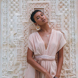 Boho Wedding Dress, Handmade Dress, Botanically Dyed Dusty Pink Dress - AYA Sacred Wear